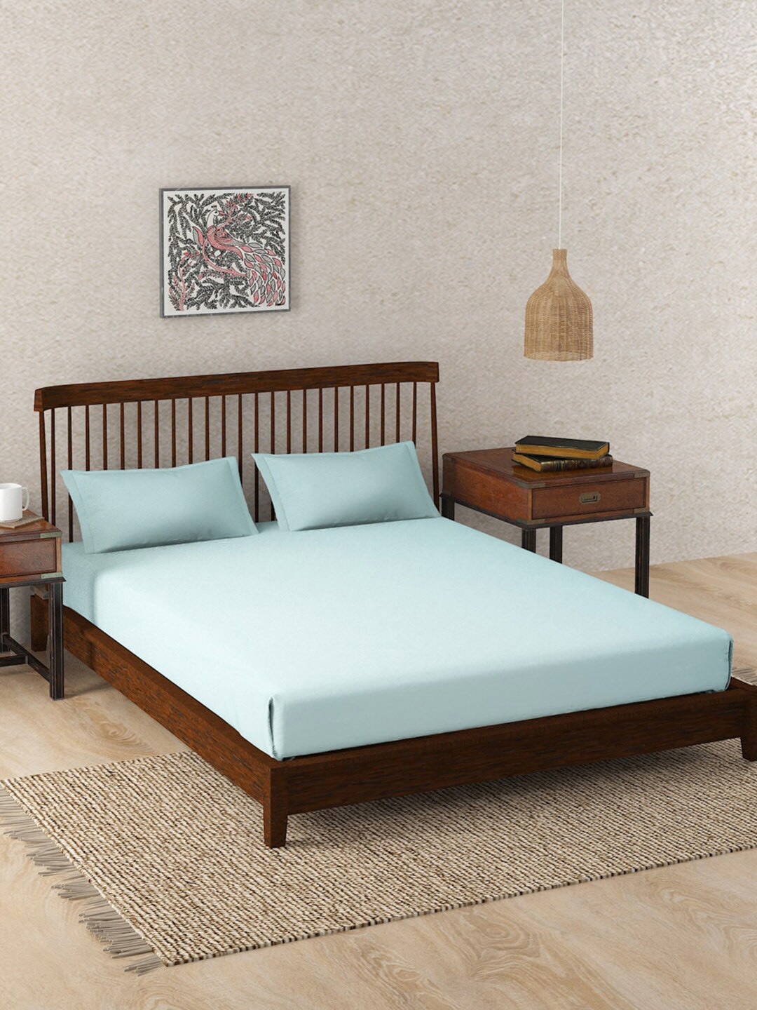 

Fabindia Blue 180 TC Cotton King Bedsheet With 2 Pillow Covers
