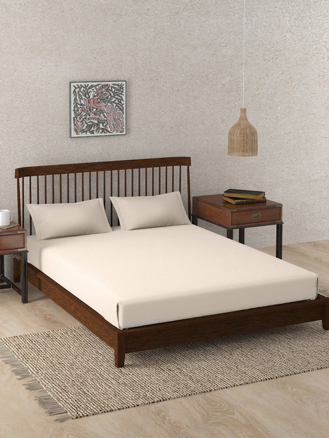 

Fabindia Rihan Peach-Coloured 180 TC Cotton King Bedsheet & 2 Pillow Covers