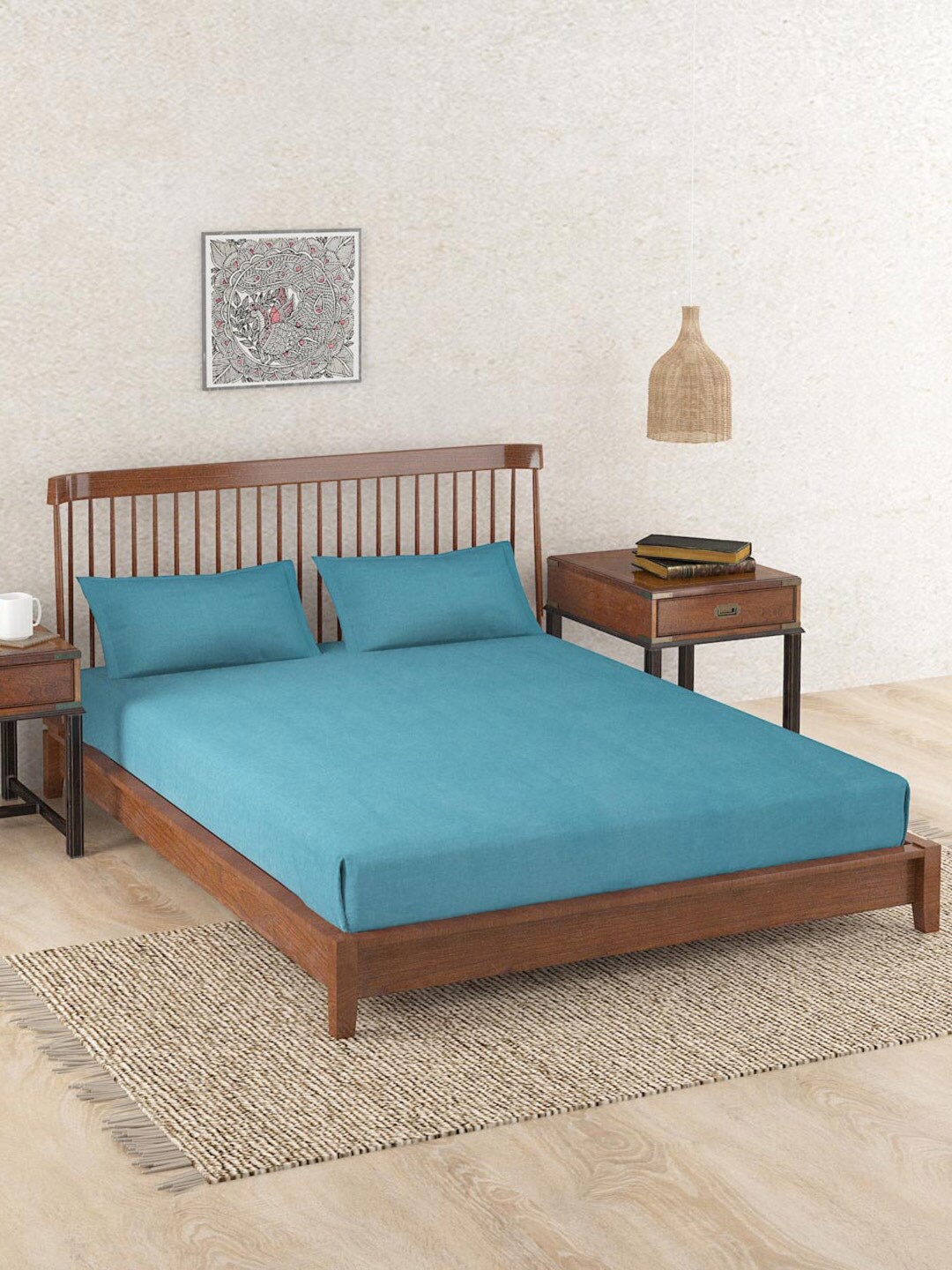 

Fabindia Coramandel Blue 180 TC Cotton King Bedsheet & 2 Pillow Covers