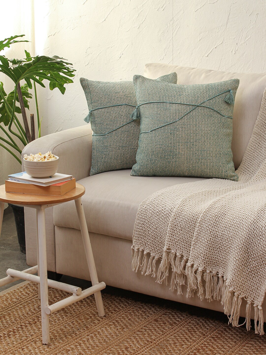 

House This Raalhu Blue 2 Pieces Square Cushion Covers