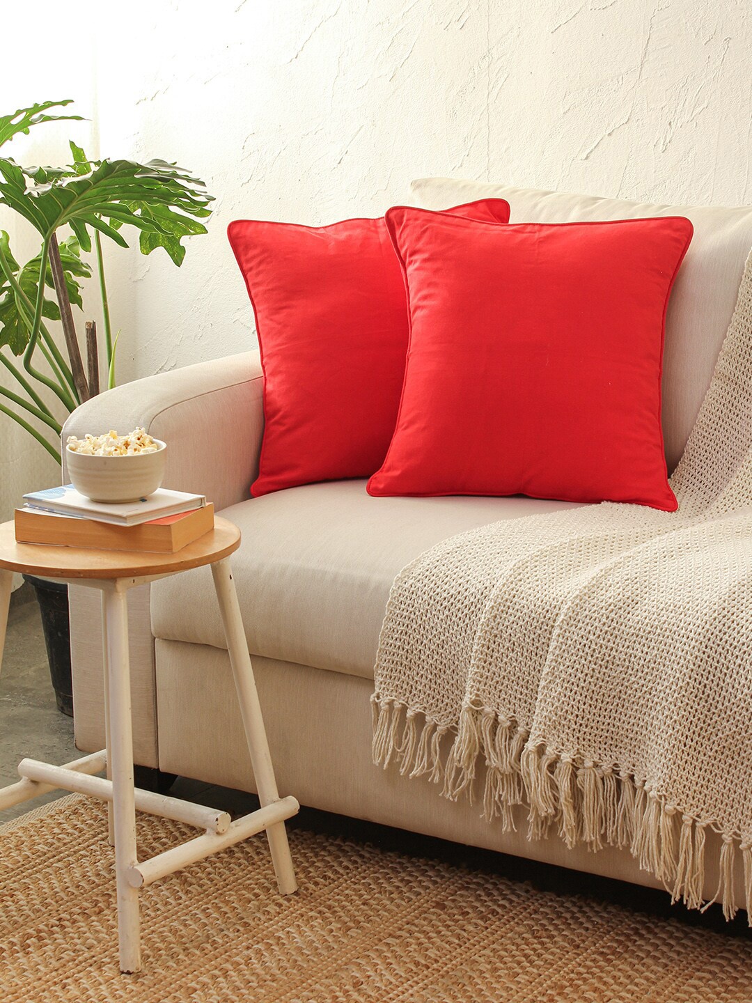 

House This Rangrag Red 2 Pieces Square Cushion Covers