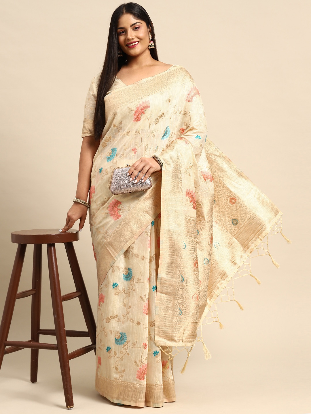 

Sztori Ethnic Motifs Zari Banarasi Saree, Off white