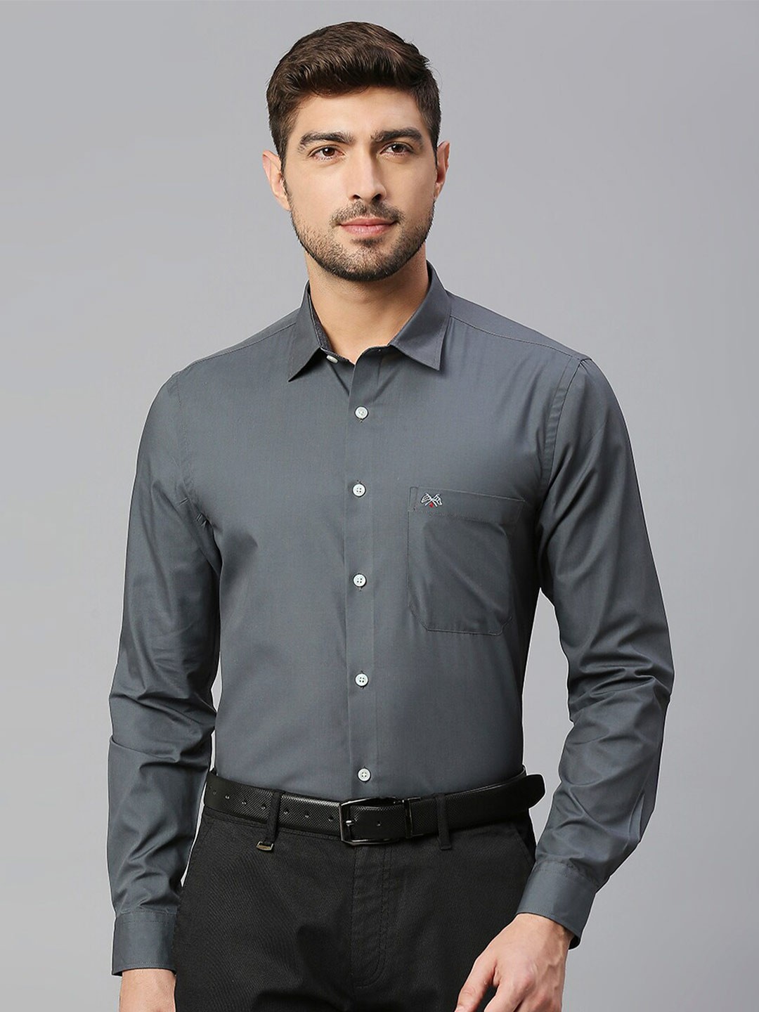 

Thomas Scott Spread Collar Classic Fit Slim Fit Pure Cotton Formal Shirt, Grey