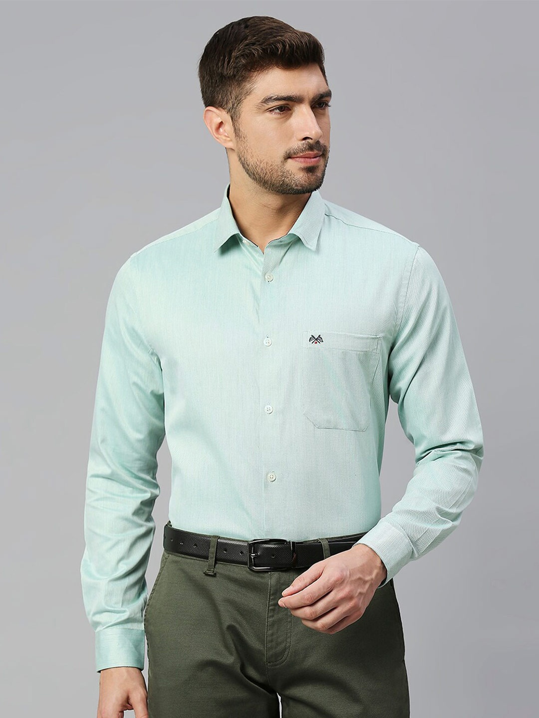 

Thomas Scott Spread Collar Classic Fit Slim Fit Pure Cotton Formal Shirt, Green