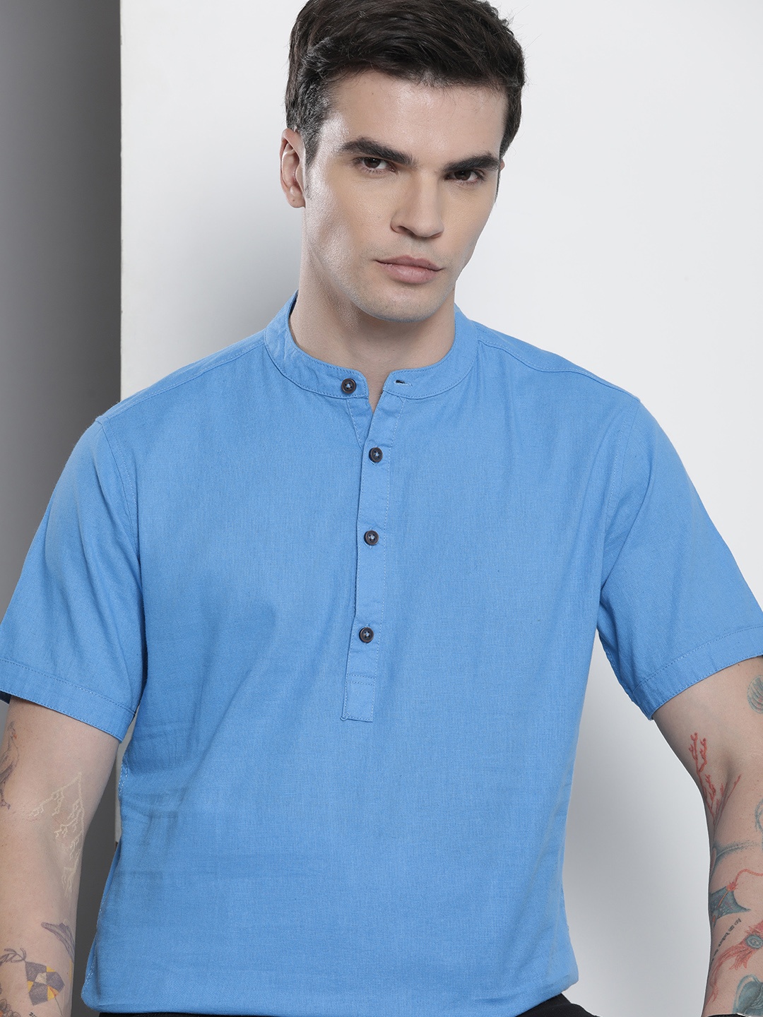 

The Indian Garage Co Slim Fit Opaque Casual Shirt, Blue