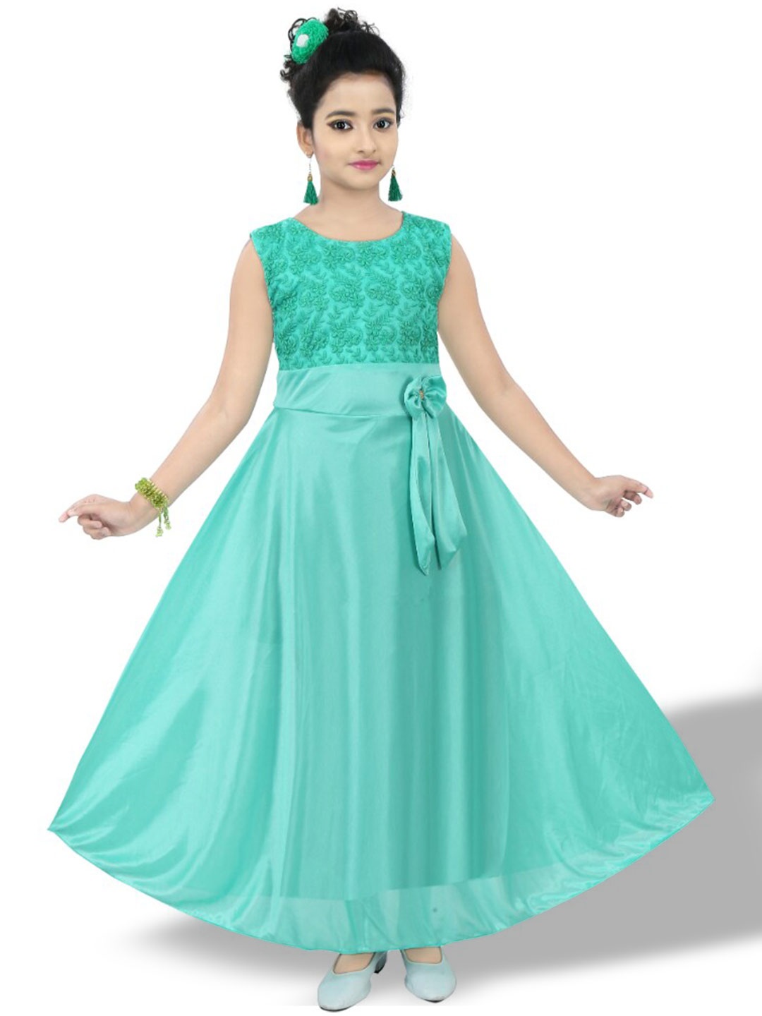 

BAESD Girls Satin Fit & Flare Dress, Green