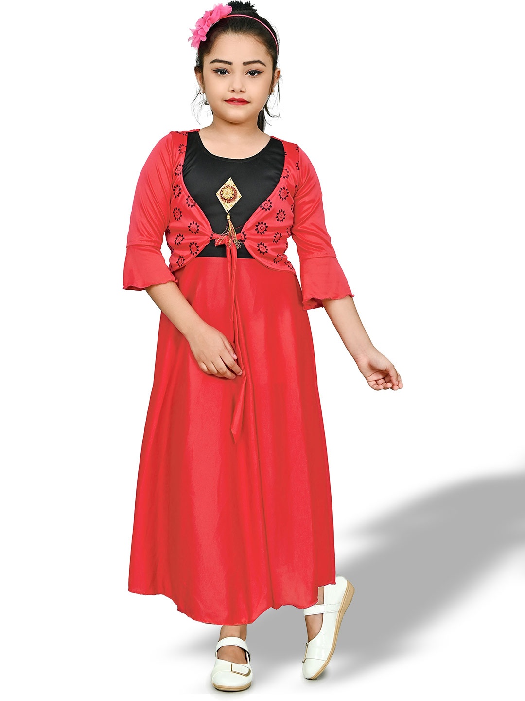 

BAESD Girls Satin Fit and Flare Dress, Peach