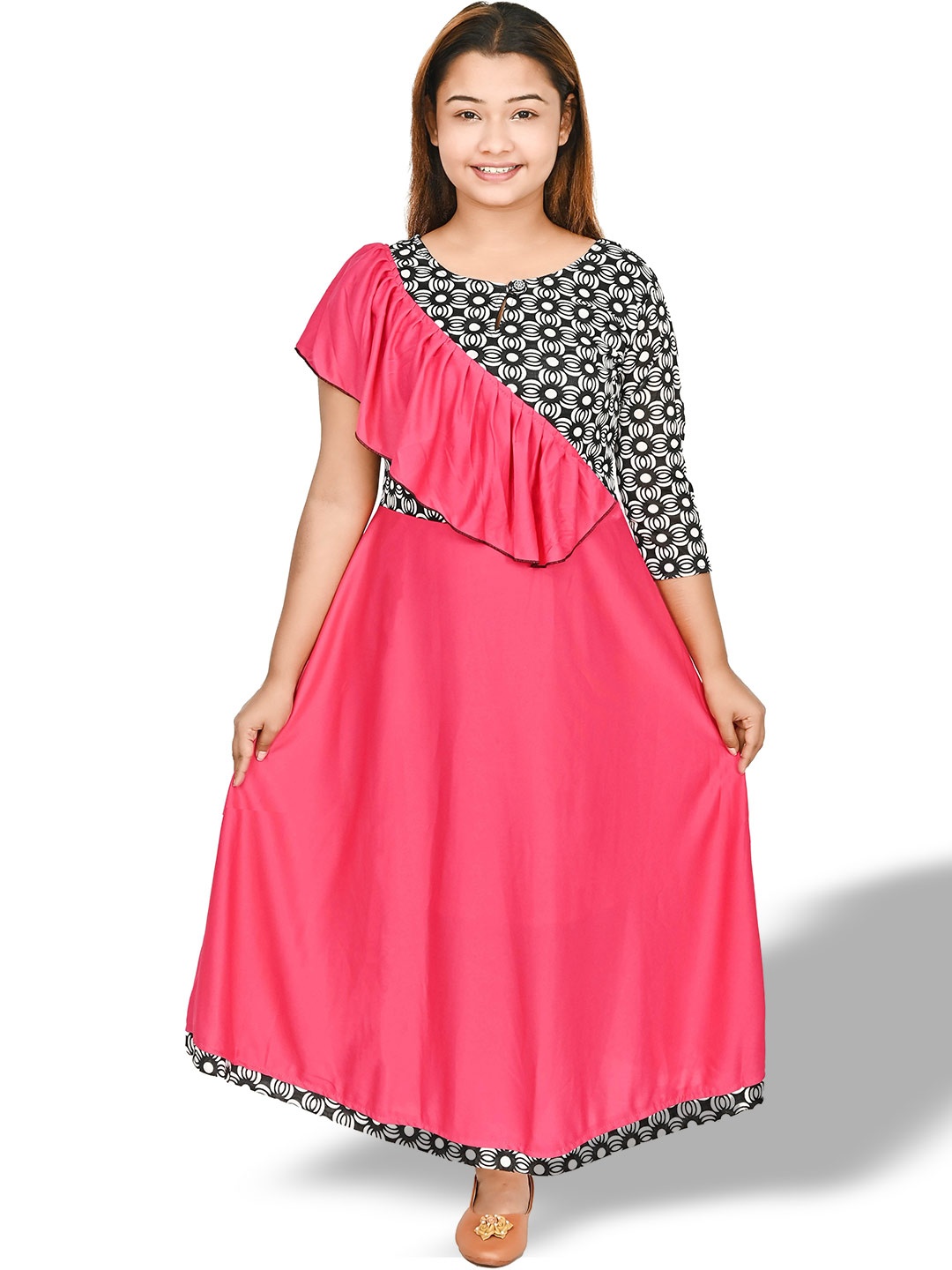 

BAESD Girls Ruffles Fit & Flare Dress, Pink