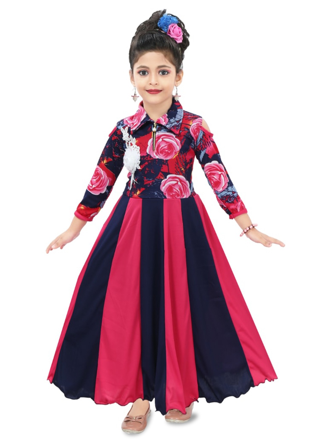 

BAESD Girls Print Satin Maxi Dress, Pink