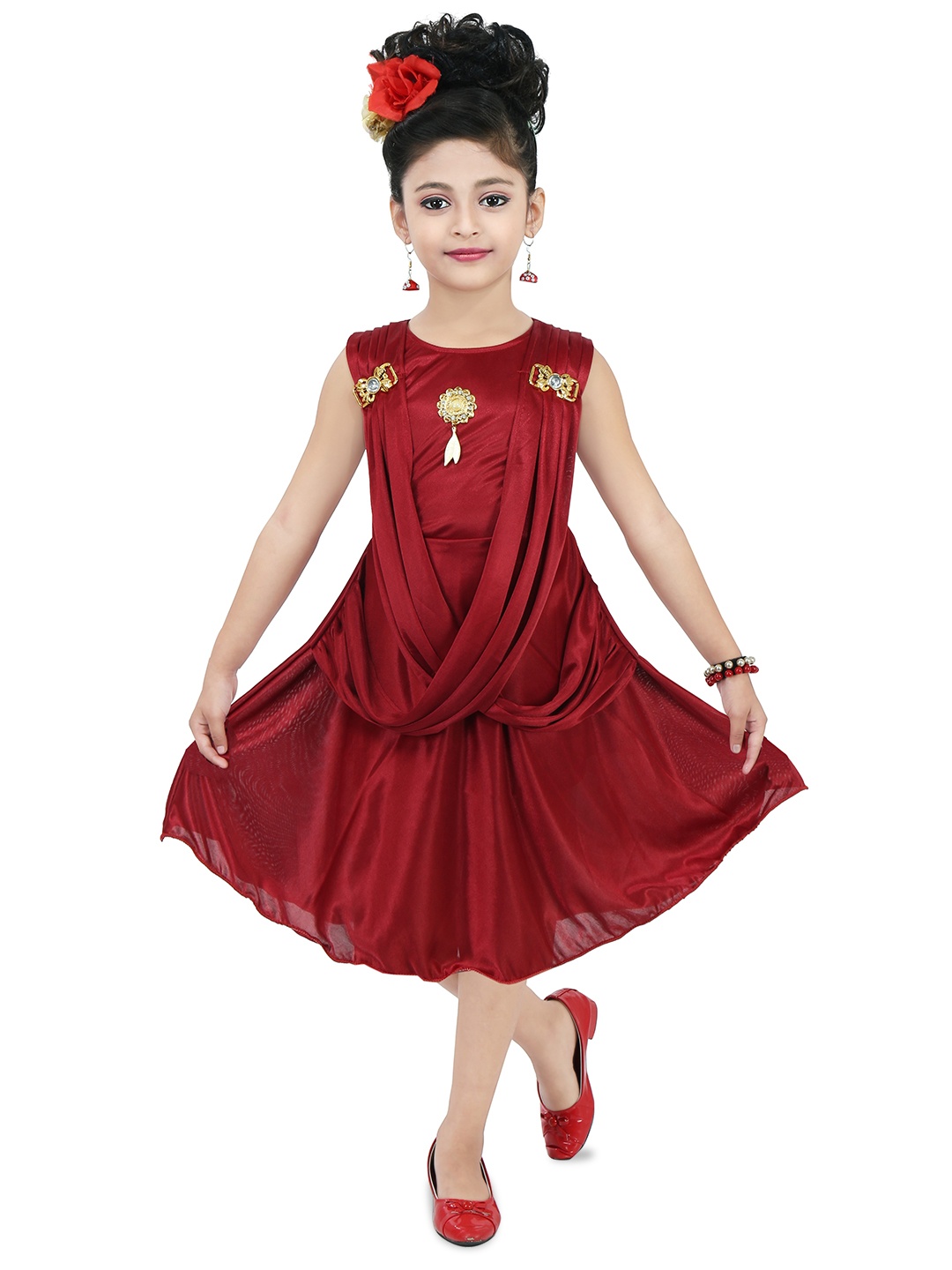 

BAESD Girls Satin Fit and Flare Mini Dress, Red