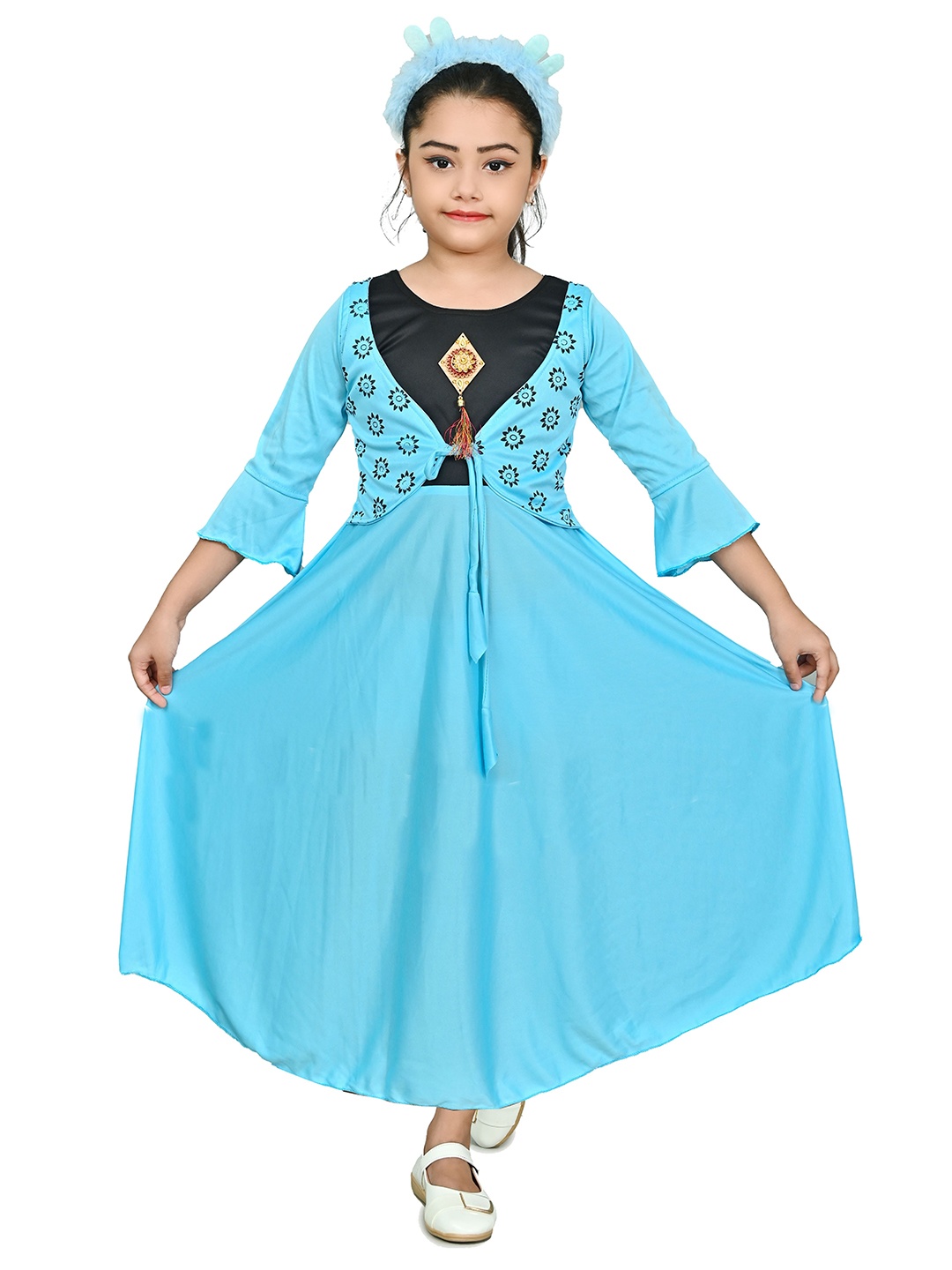 

BAESD Girls Satin Fit & Flare Maxi Dress, Blue