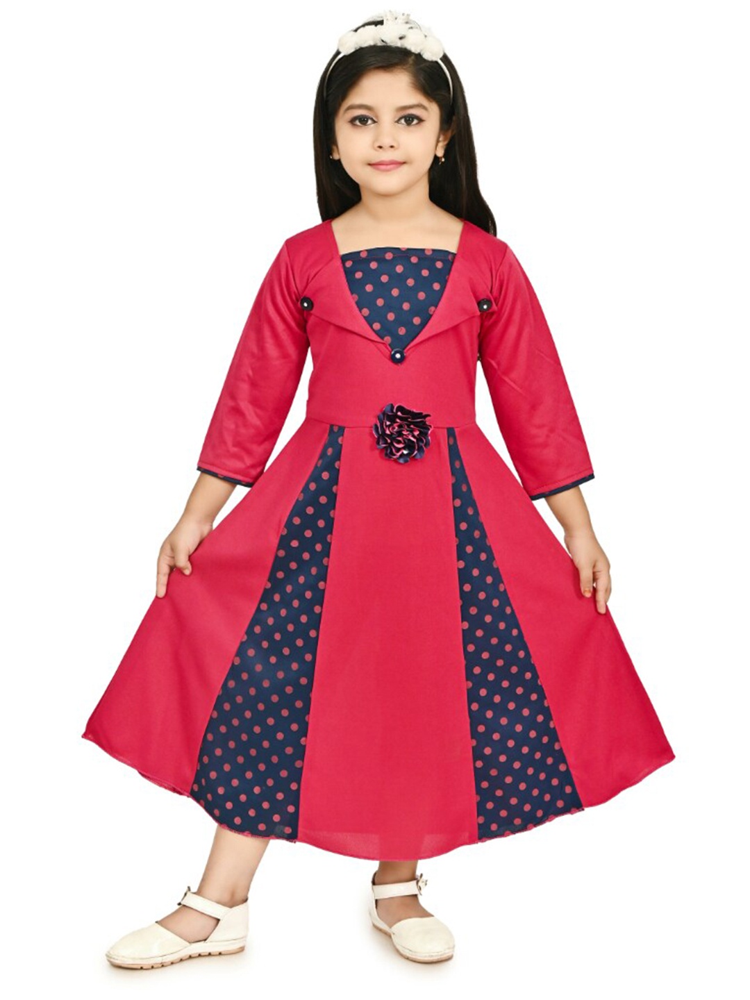 

BAESD Girls Polka Dots Print Maxi Dress, Pink
