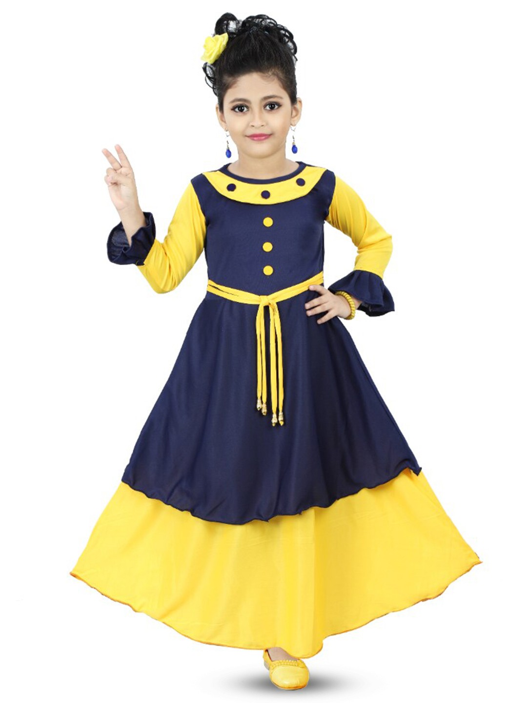 

BAESD Girls Colourblocked Satin Maxi Dress, Yellow