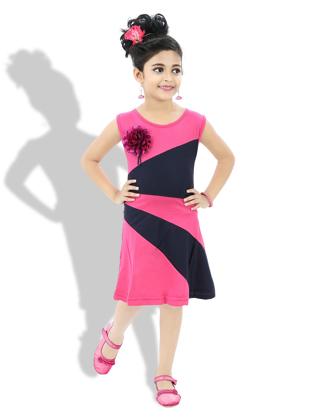 

BAESD Girls Colourblocked A-Line Dress, Pink