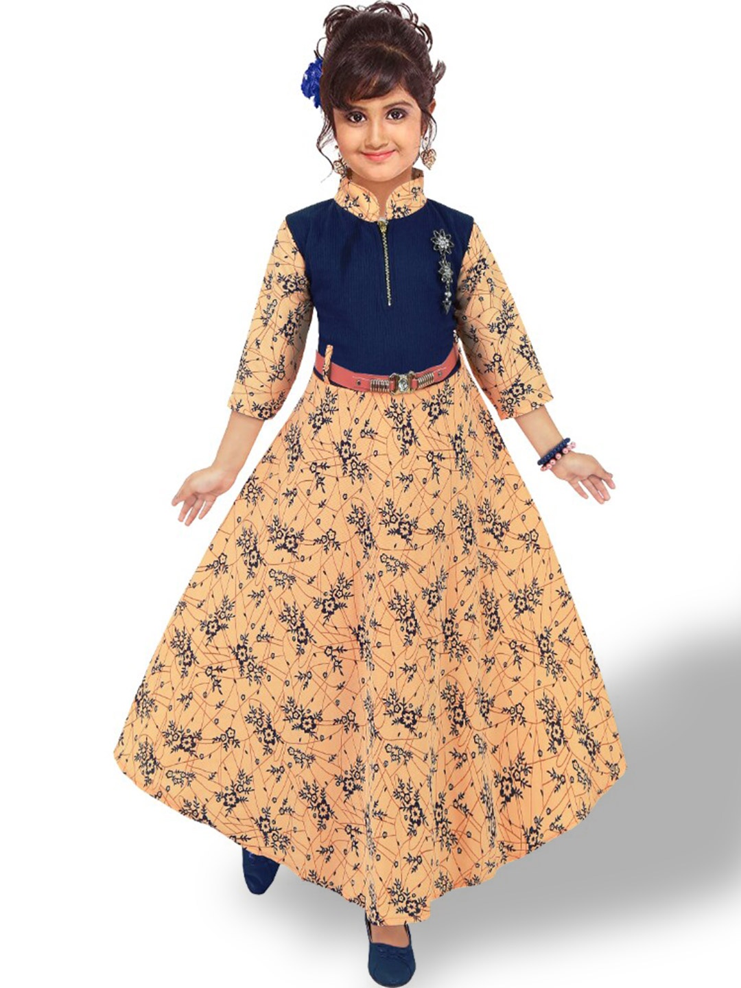 

BAESD Orange Floral Print Satin Maxi Dress