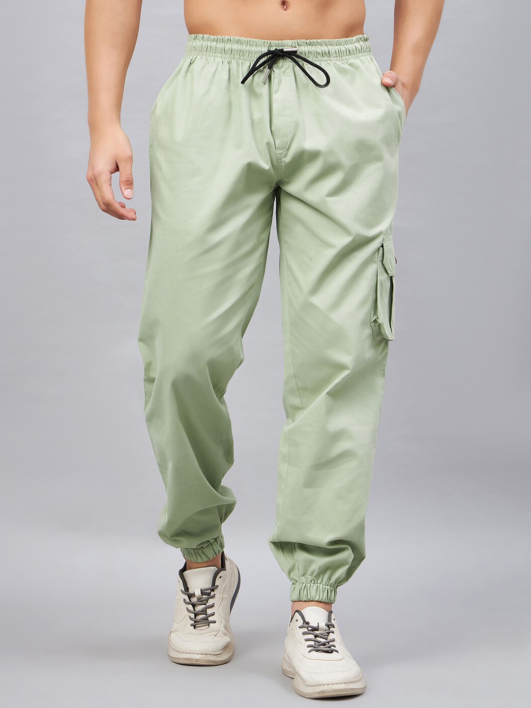 

CHROME & CORAL Men Relaxed Loose Fit Easy Wash Cargo Joggers, Olive