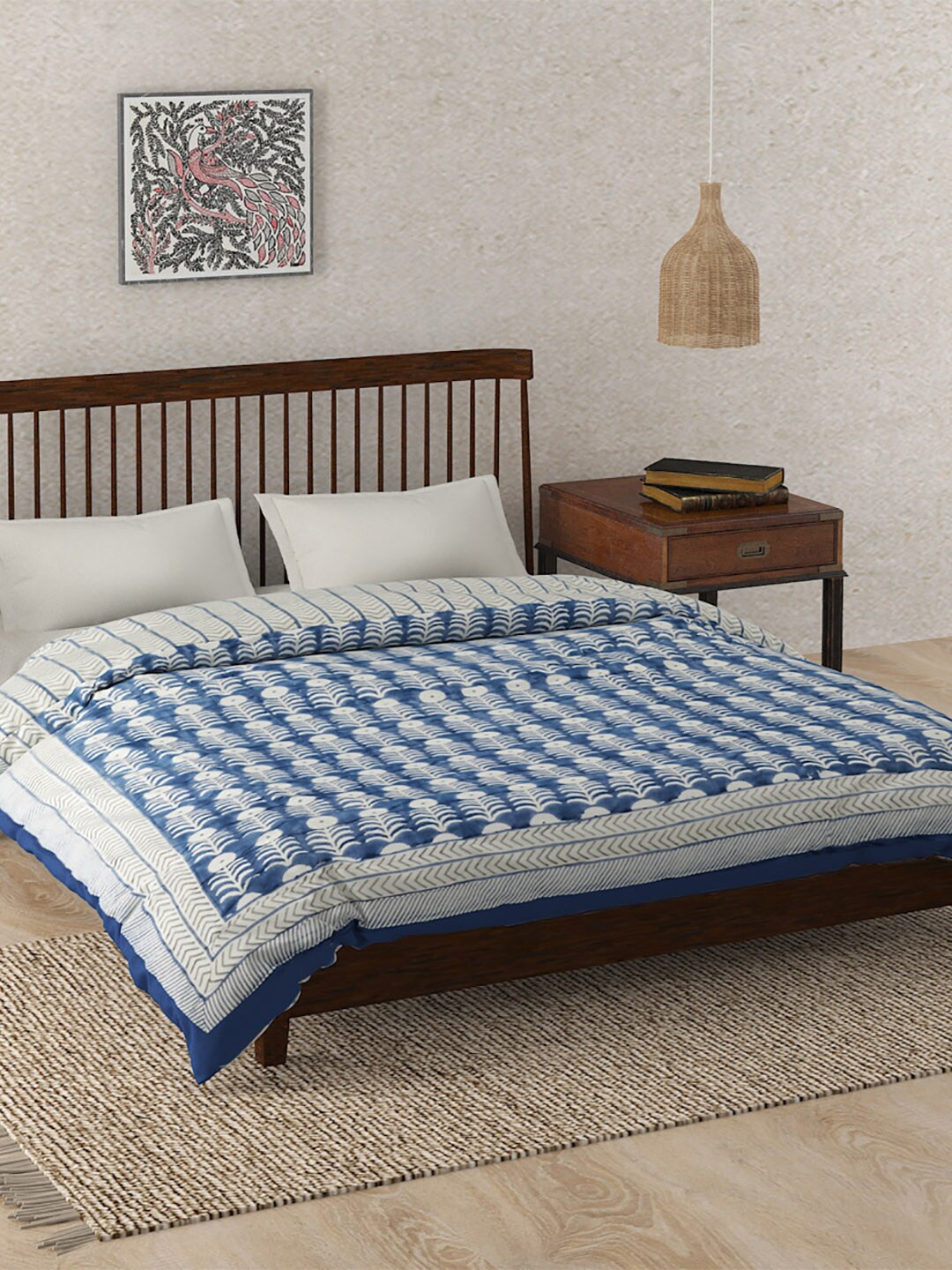 

Fabindia Blue & White Ethnic Motifs AC Room 350 GSM Single Bed Quilt