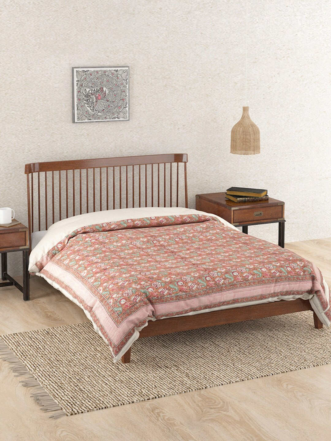 

Fabindia Ethnic Motifs AC Room 350 GSM Cotton Double Bed Quilt, Red