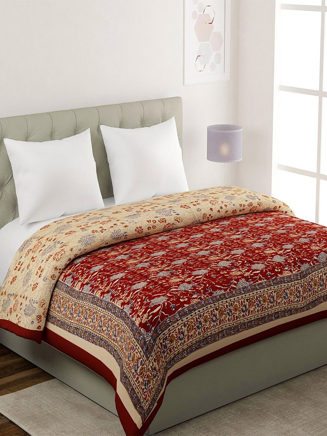 

Fabindia Mehulika Red Ethnic Motifs AC Room 350 GSM Cotton Double Bed Quilt