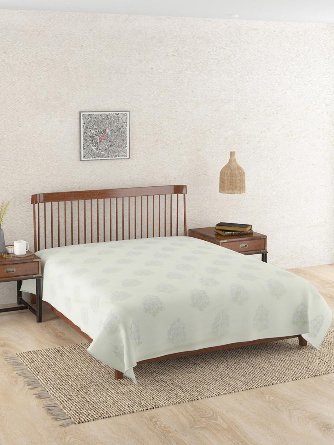 

Fabindia Green Floral AC Room 350 GSM Double Bed Dohar
