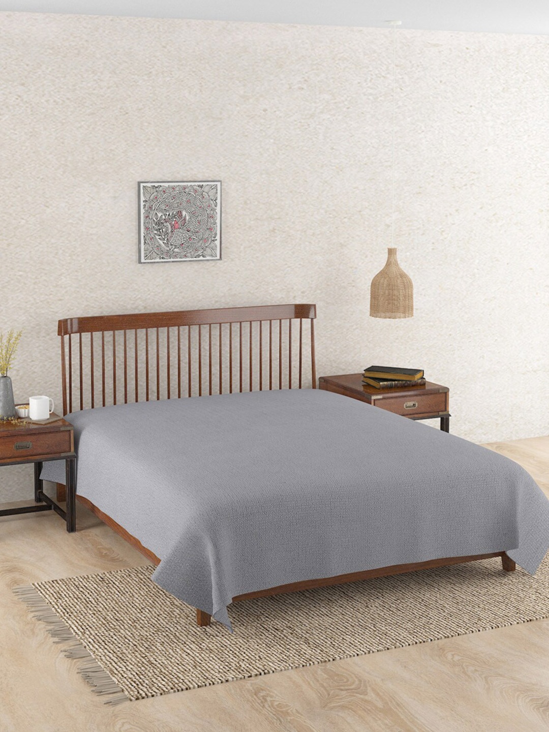 

Fabindia Grey Self Design AC Room 450 GSM Cotton Single Bed Blanket