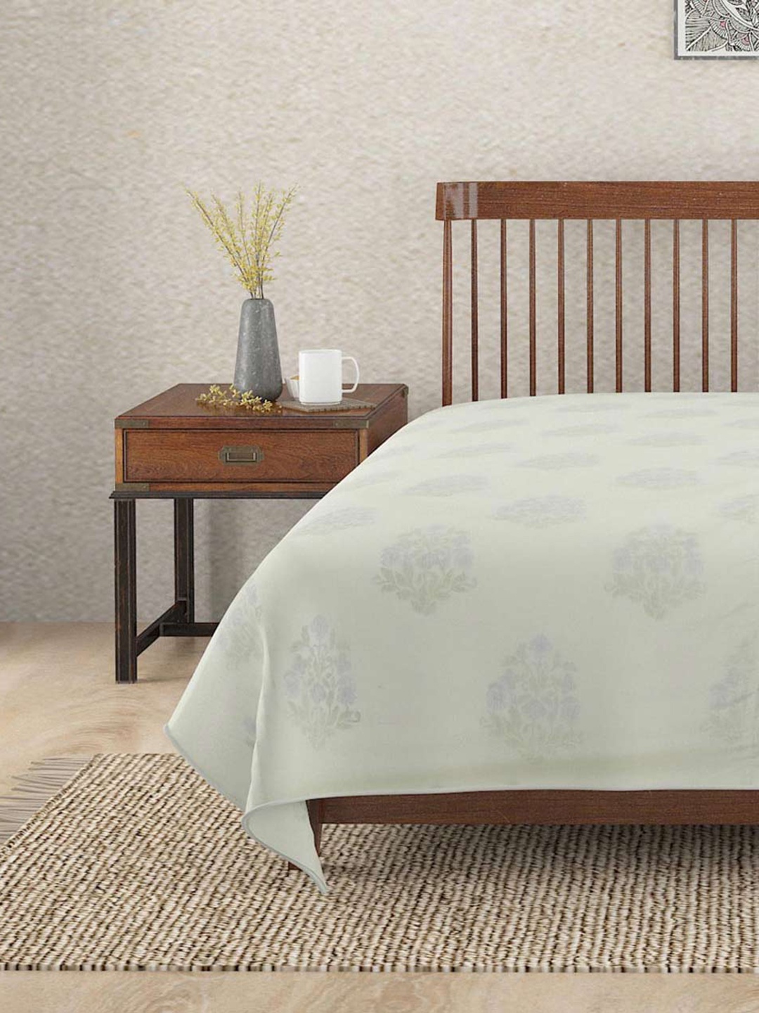 

Fabindia Green Floral AC Room 350 GSM Cotton Single Bed Dohar