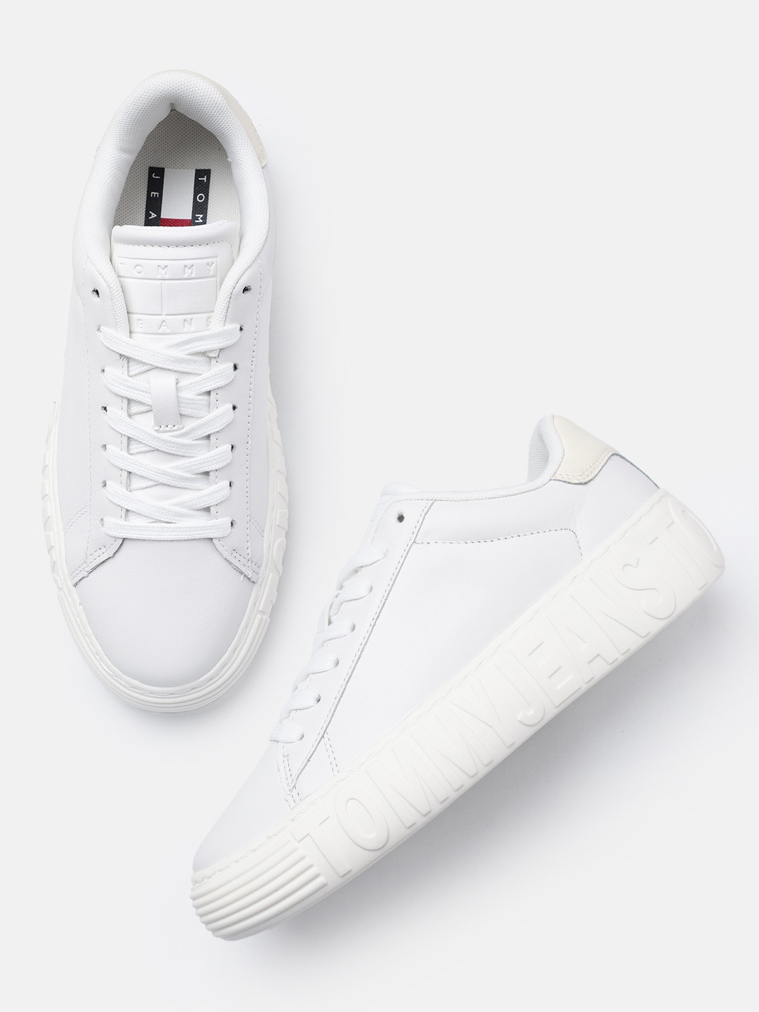 

Tommy Hilfiger Women Solid Leather Sneakers, White