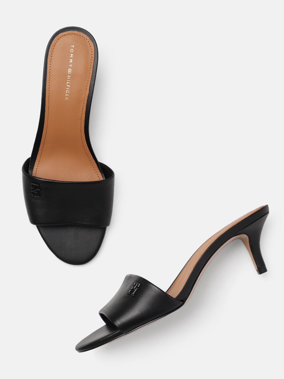 

Tommy Hilfiger Leather Slim Heels, Black