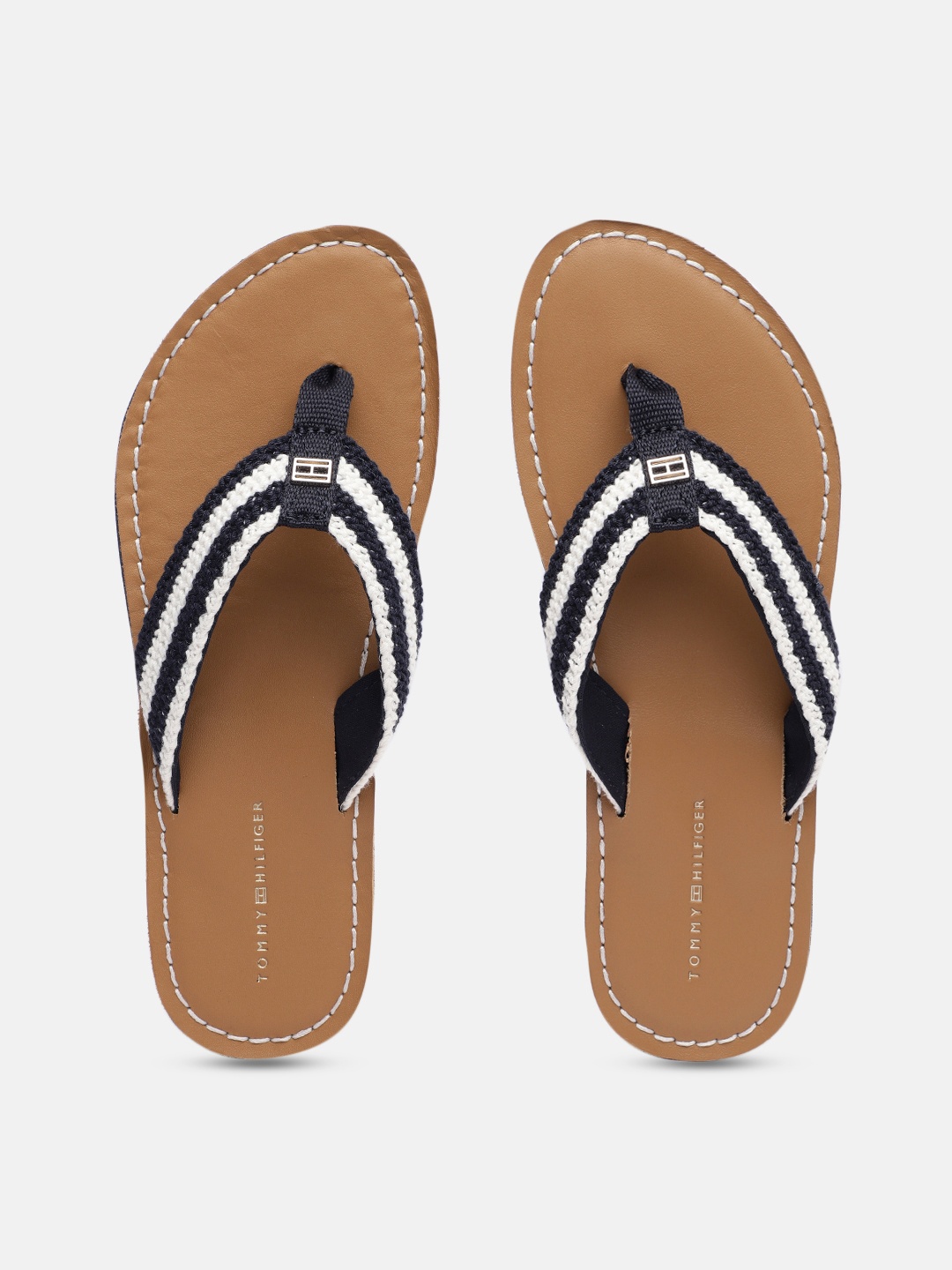 

Tommy Hilfiger Women Striped Crochet Thong Flip-Flops, Navy blue