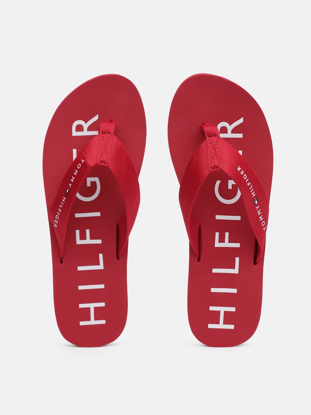 

Tommy Hilfiger Women Brand Logo Print Thong Flip-Flops, Red