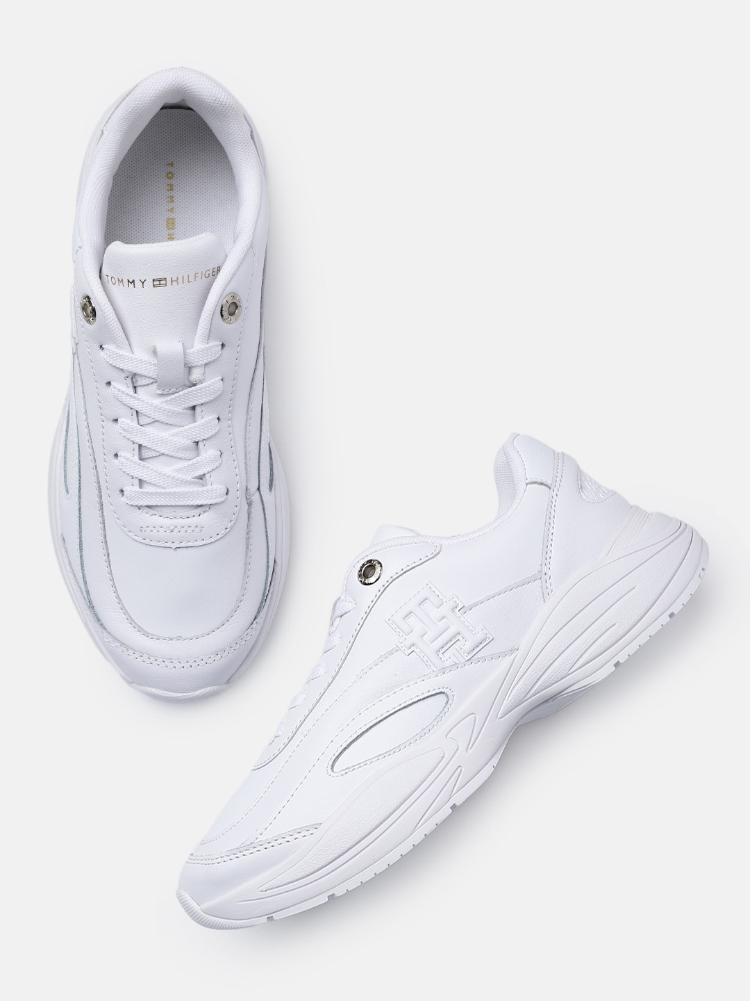 

Tommy Hilfiger Women Solid Leather Sneakers, White