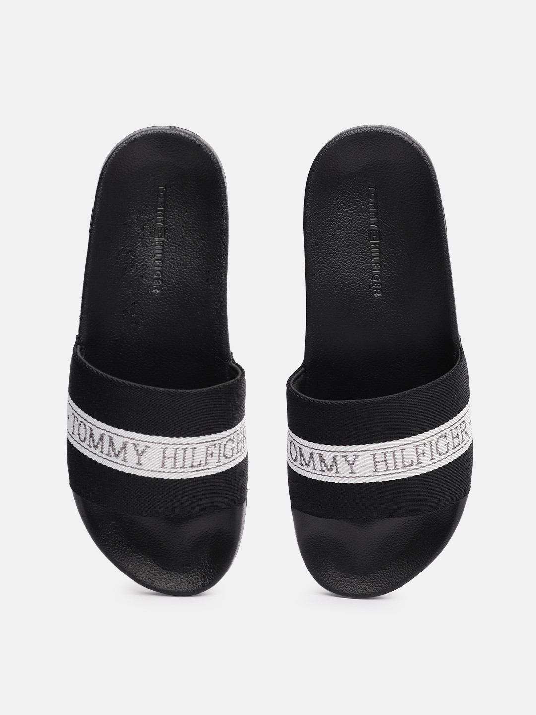 

Tommy Hilfiger Women Brand Logo Printed Sliders, Black