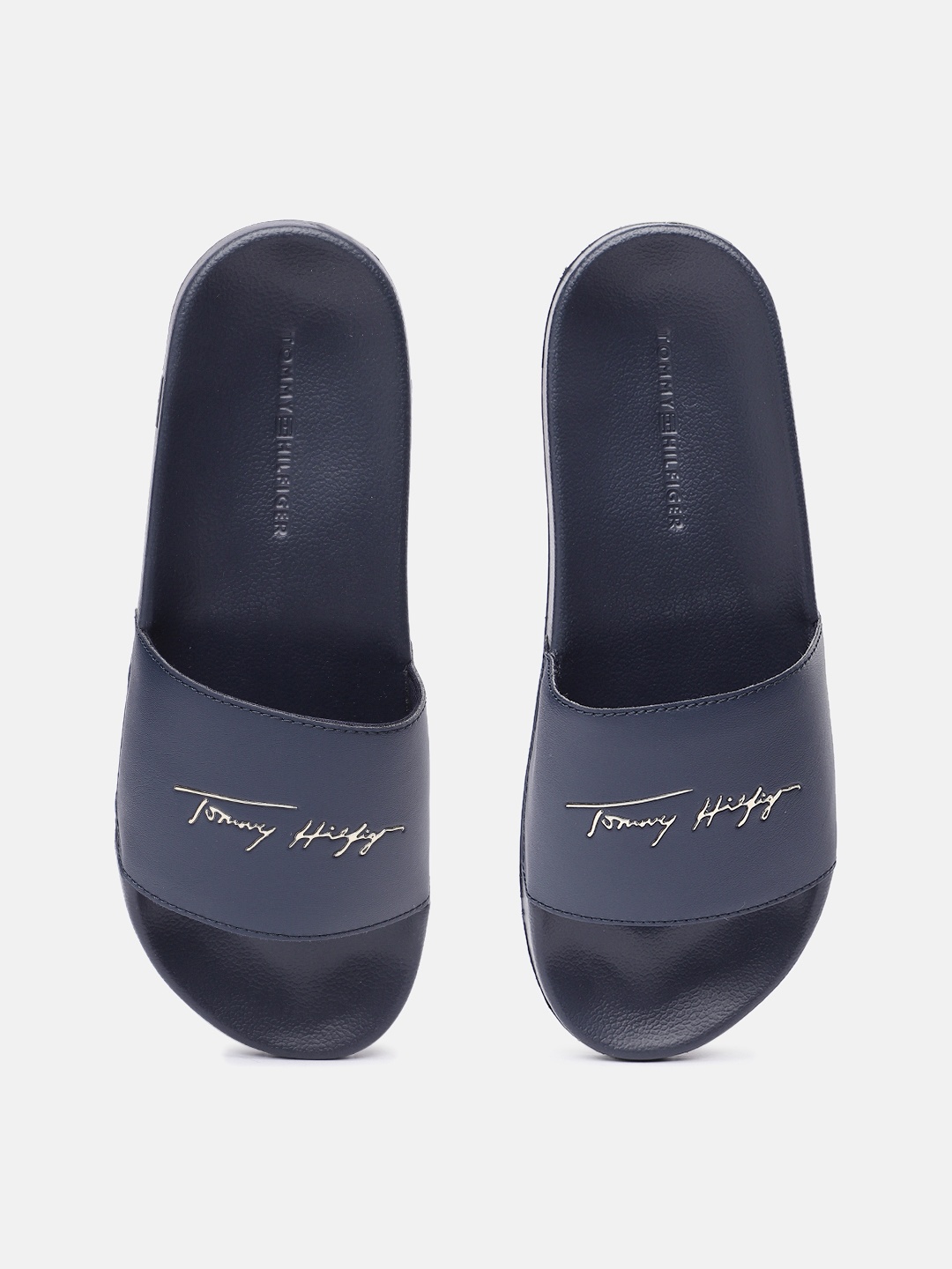 

Tommy Hilfiger Women Brand Logo Printed Sliders, Blue