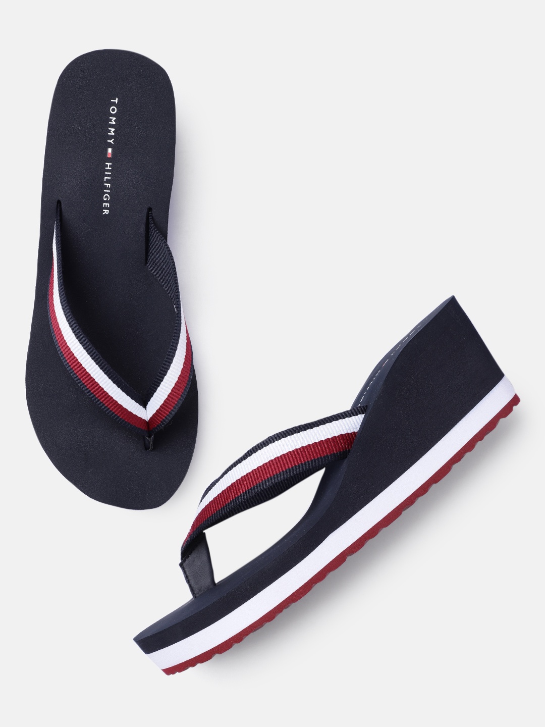 

Tommy Hilfiger Women Striped Wedges, Navy blue
