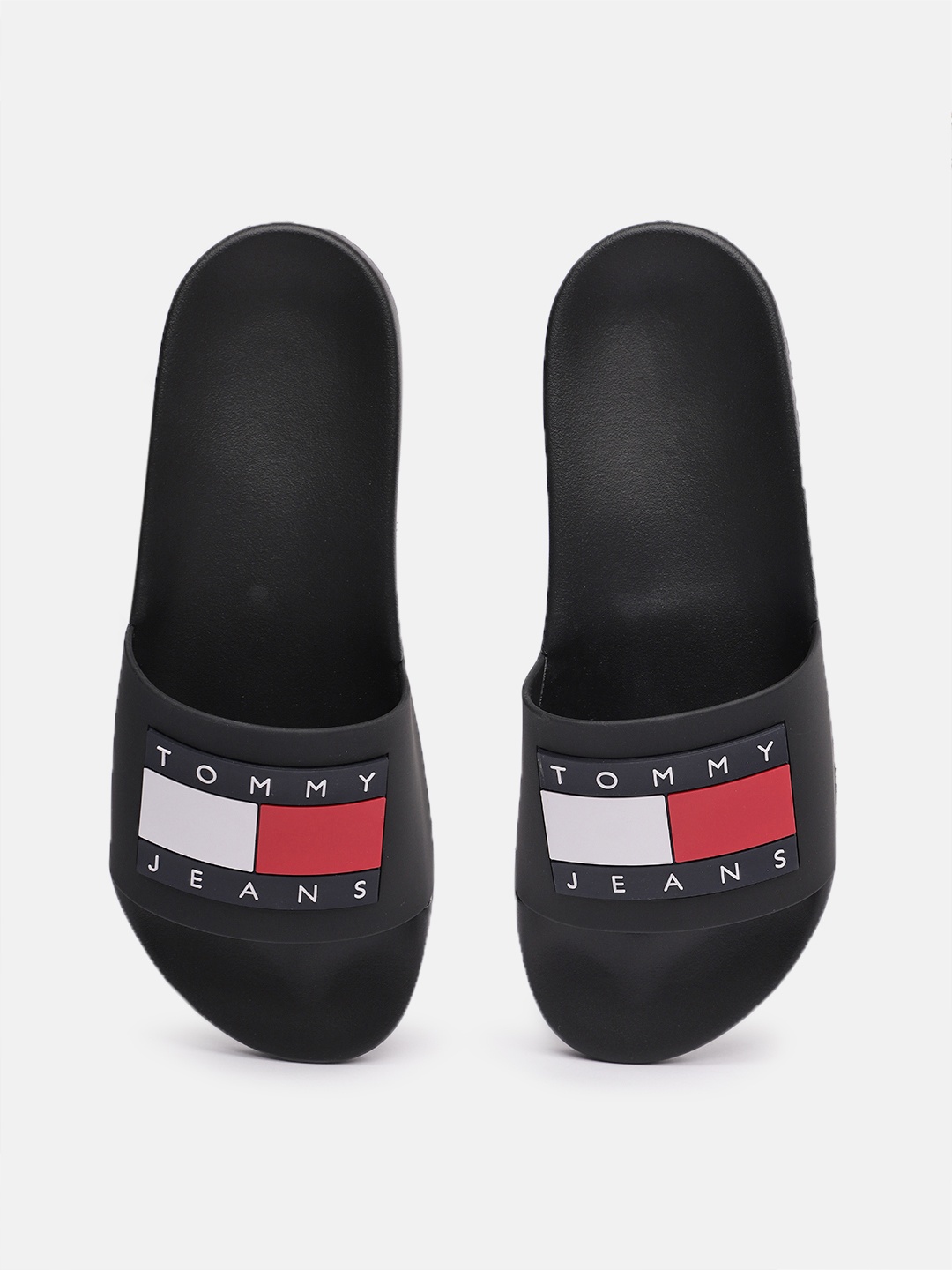 

Tommy Hilfiger Women Brand Logo Printed Sliders, Black