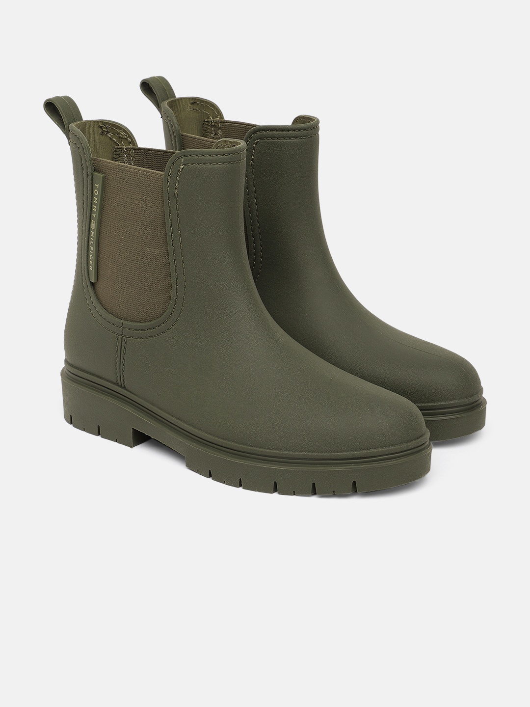 

Tommy Hilfiger Women Essential Solid High-Top Rain Boots, Olive