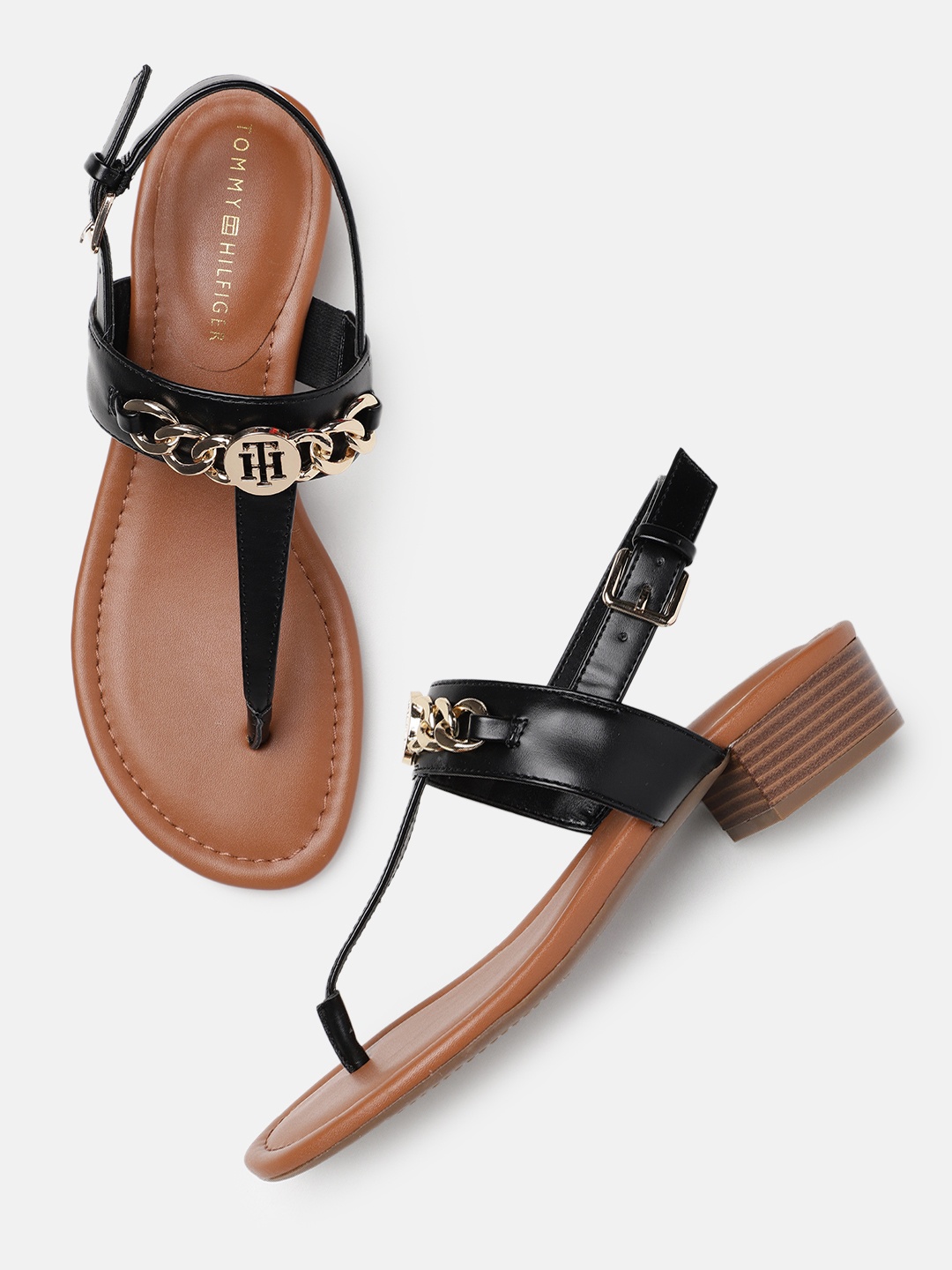 

Tommy Hilfiger Embellished One Toe Block Heels, Black