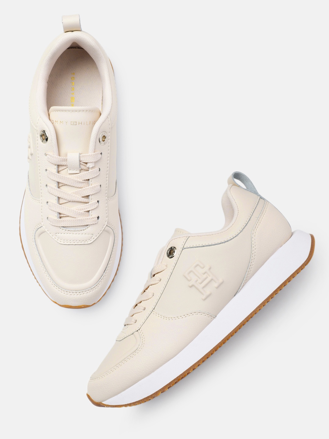 

Tommy Hilfiger Women Solid Regular Sneakers, Beige