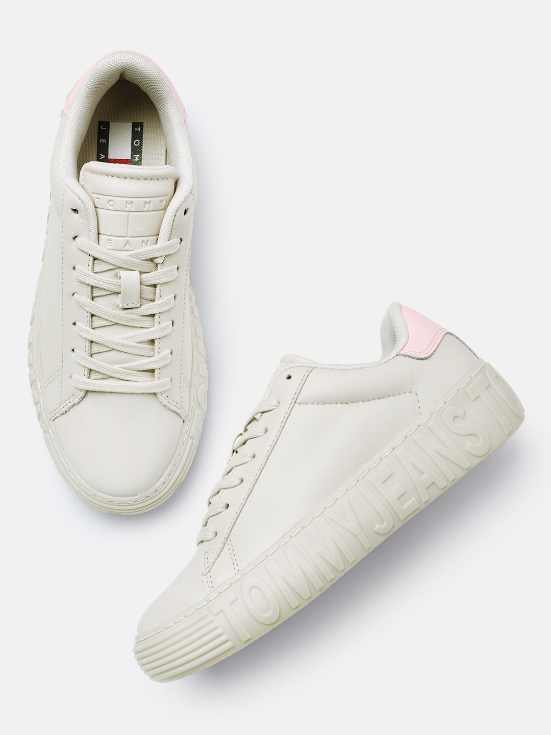 

Tommy Hilfiger Women Solid Leather Sneakers, Off white
