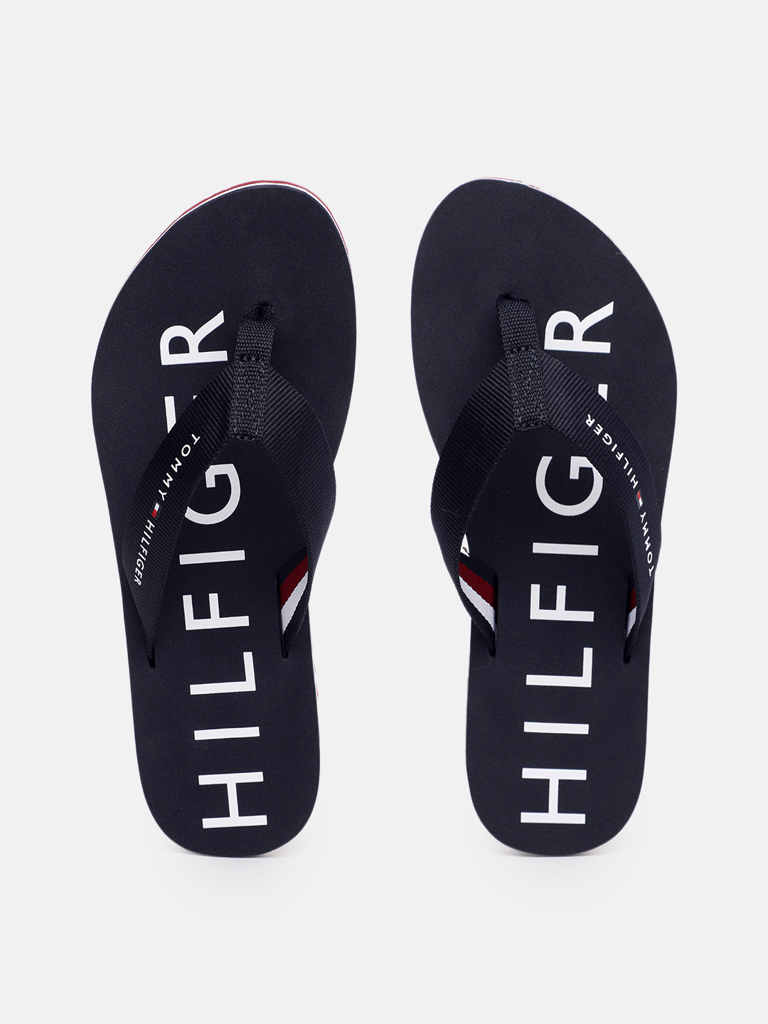 

Tommy Hilfiger Women Brand Logo Printed Thong Flip-Flops, Navy blue