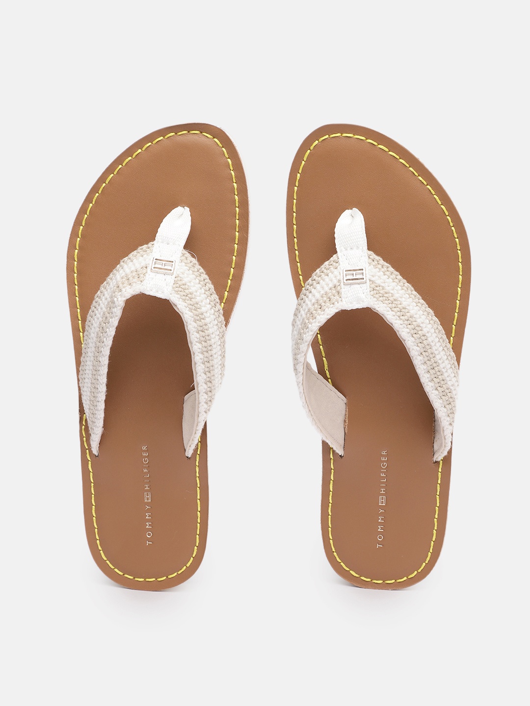 

Tommy Hilfiger Women Crochet Striped Thong Flip-Flops, Beige