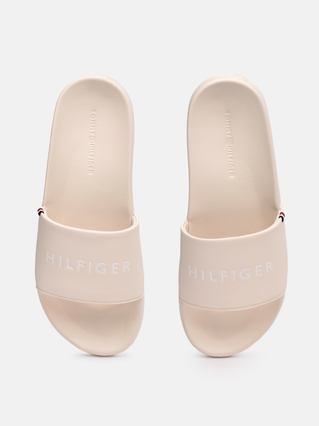 

Tommy Hilfiger Women Brand Logo Printed Sliders, Beige