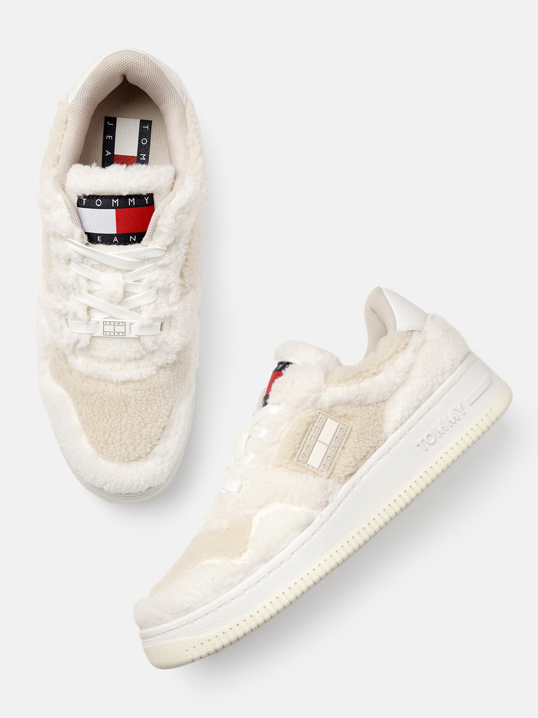 

Tommy Hilfiger Women Retro Basket Warm Textured Sneakers, Cream