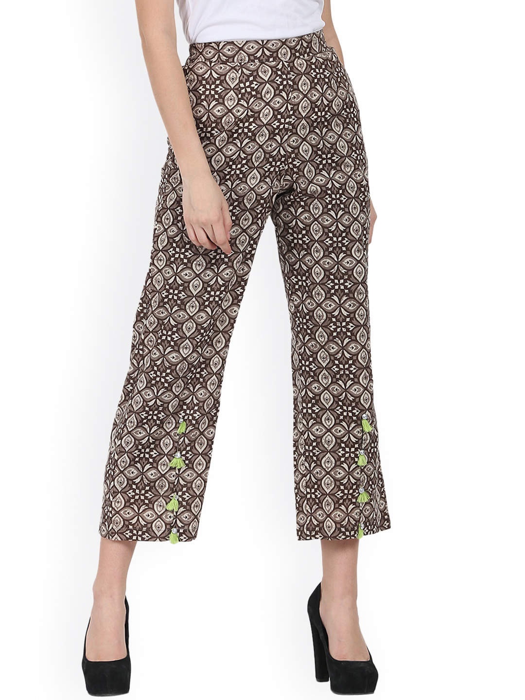 

Nayo Women Brown Printed Straight Palazzos