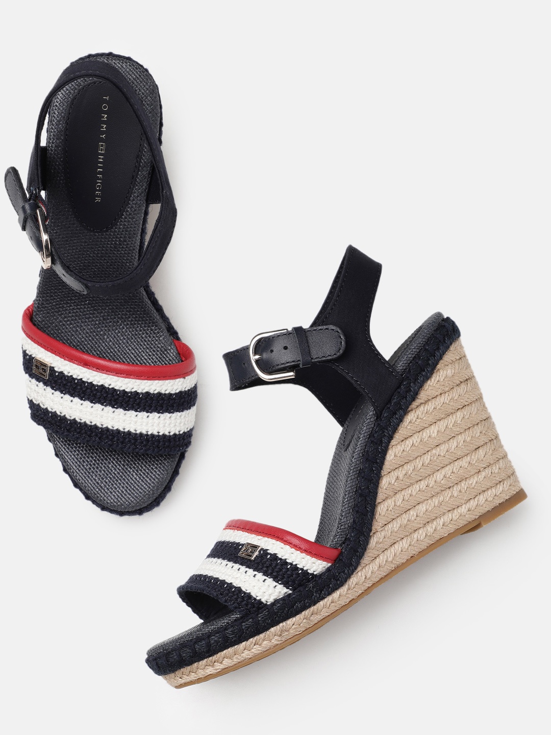

Tommy Hilfiger Women Striped Crochet Wedge, Navy blue