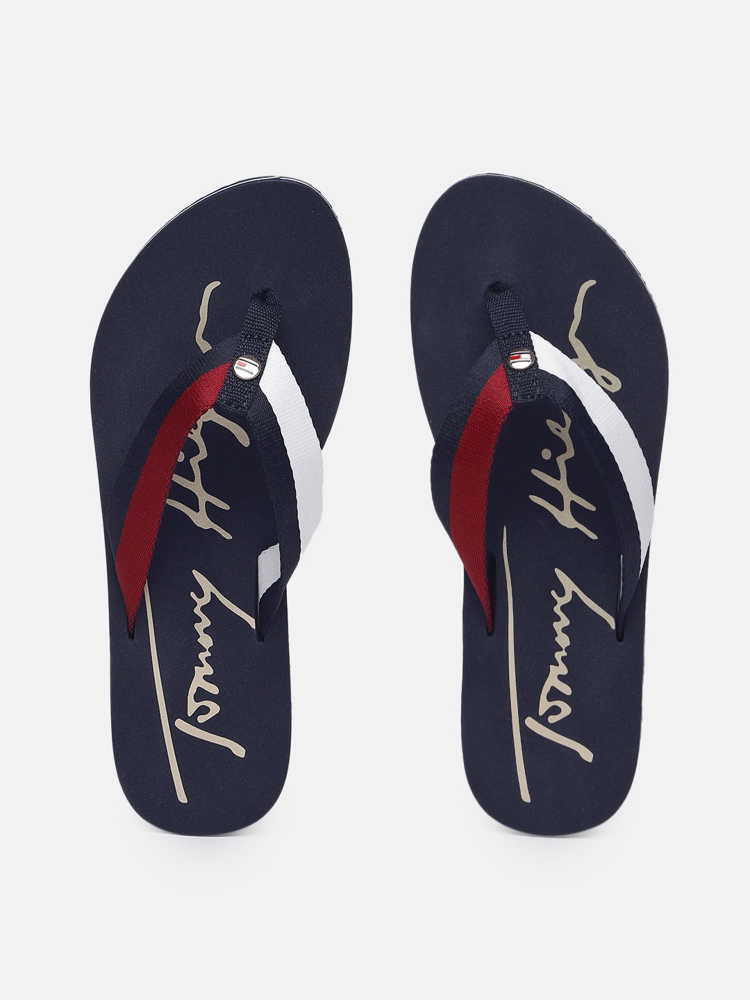 

Tommy Hilfiger Women IM Signature Striped Beach Thong Flip-Flops, Blue