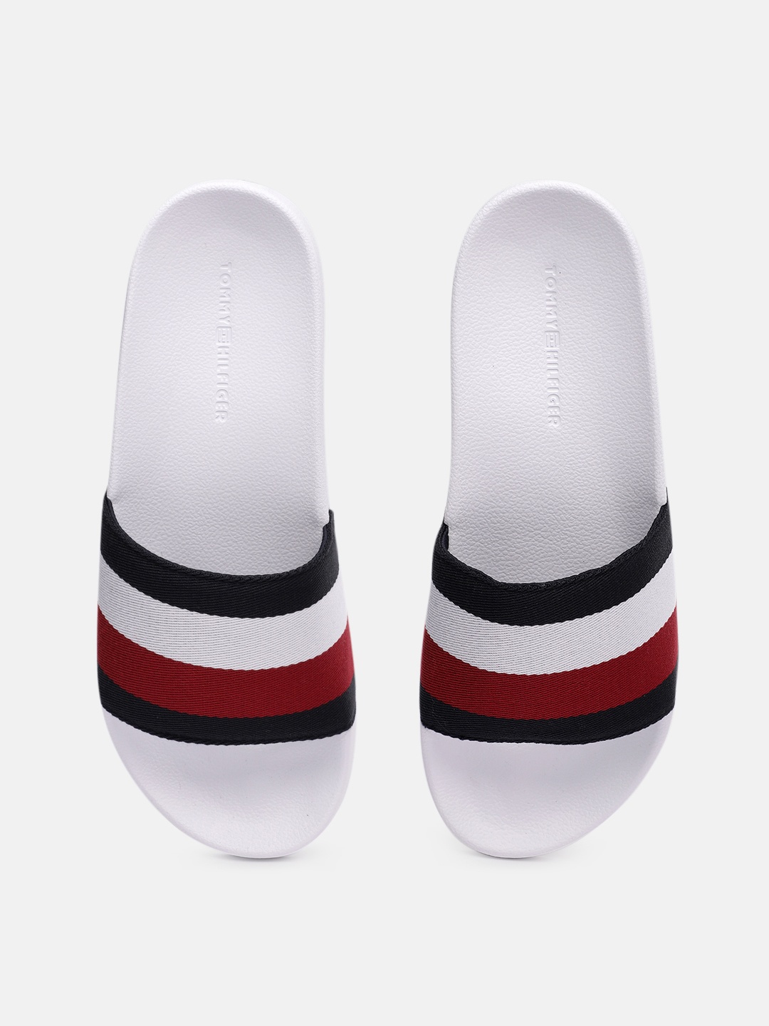 

Tommy Hilfiger Women Striped Sliders, Red