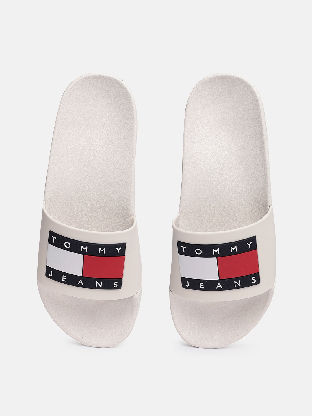 

Tommy Hilfiger Women Brand Logo Printed Rubber Sliders, White