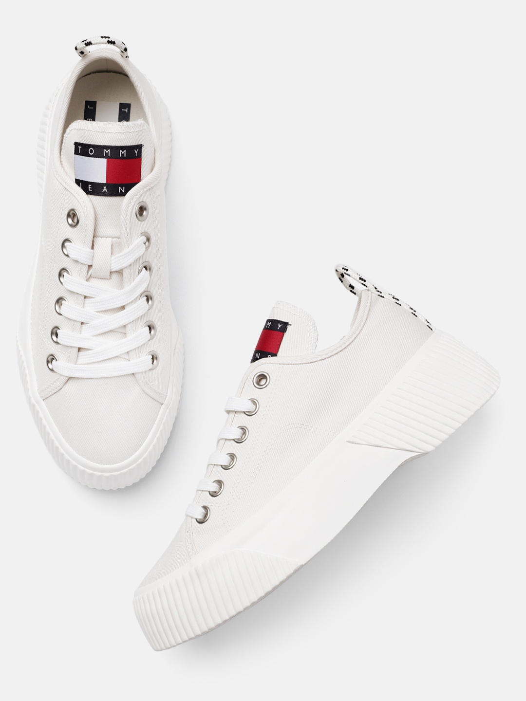 

Tommy Hilfiger Women Solid Canvas Sneakers, Off white