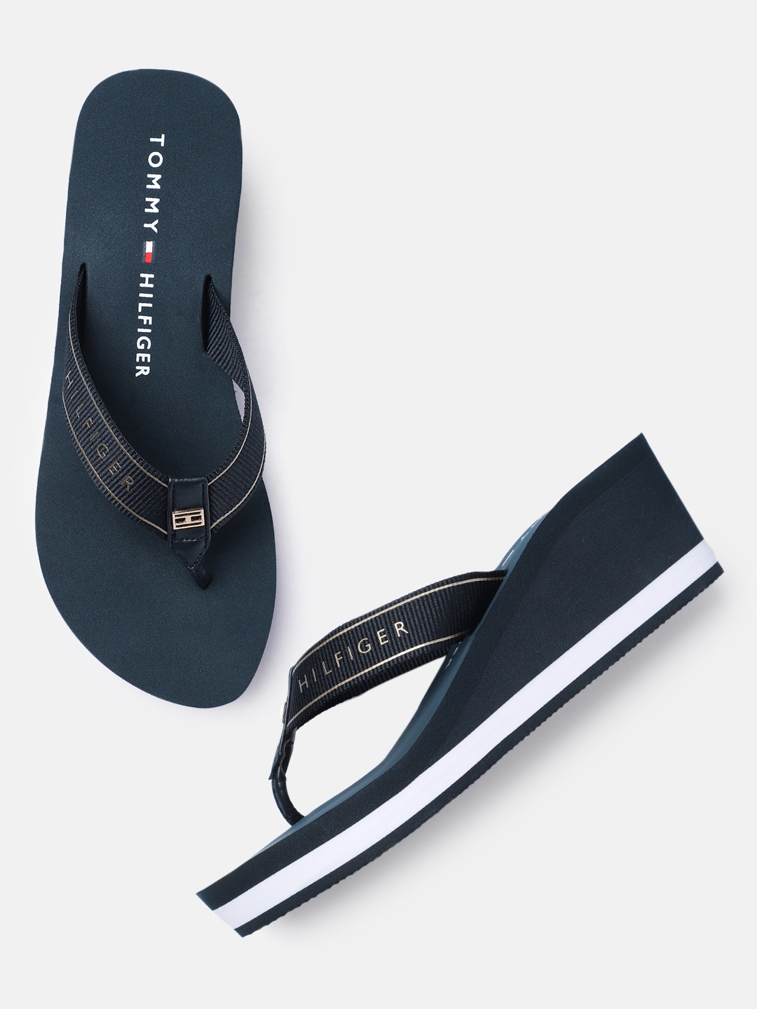 

Tommy Hilfiger Women Brand Logo Printed Wedges, Navy blue